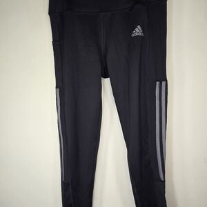 Adidas Kids Black Leggings with Silver Accents